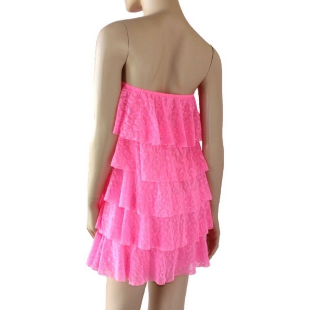 PINK Victoria's Secret Neon Pink Tiered Lace Swim Coverup - Picture 2 of 4